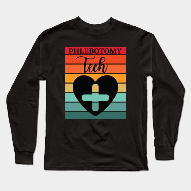 Retro Phlebotomy Tech Long Sleeve T-Shirt by Hello Sunshine